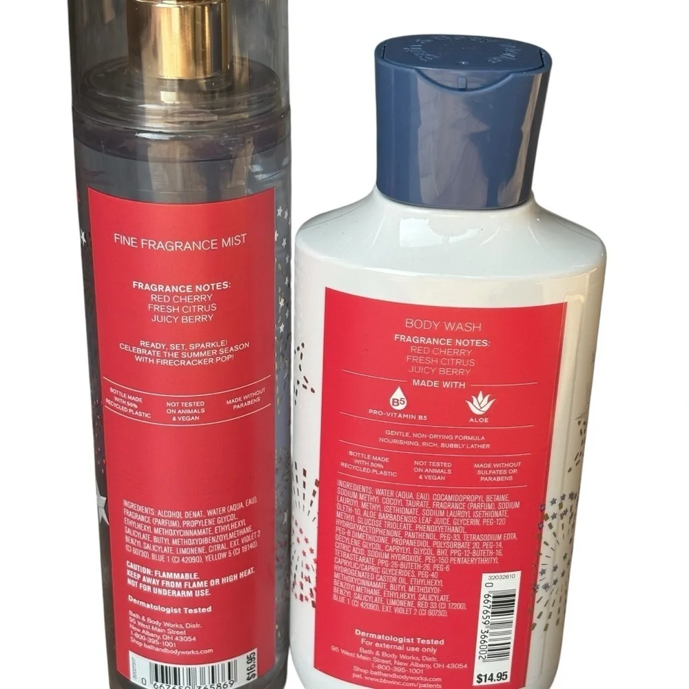 Bath & Body Works FIRECRACKER POP Set Fine Fragrance Mist Body Wash 2pc